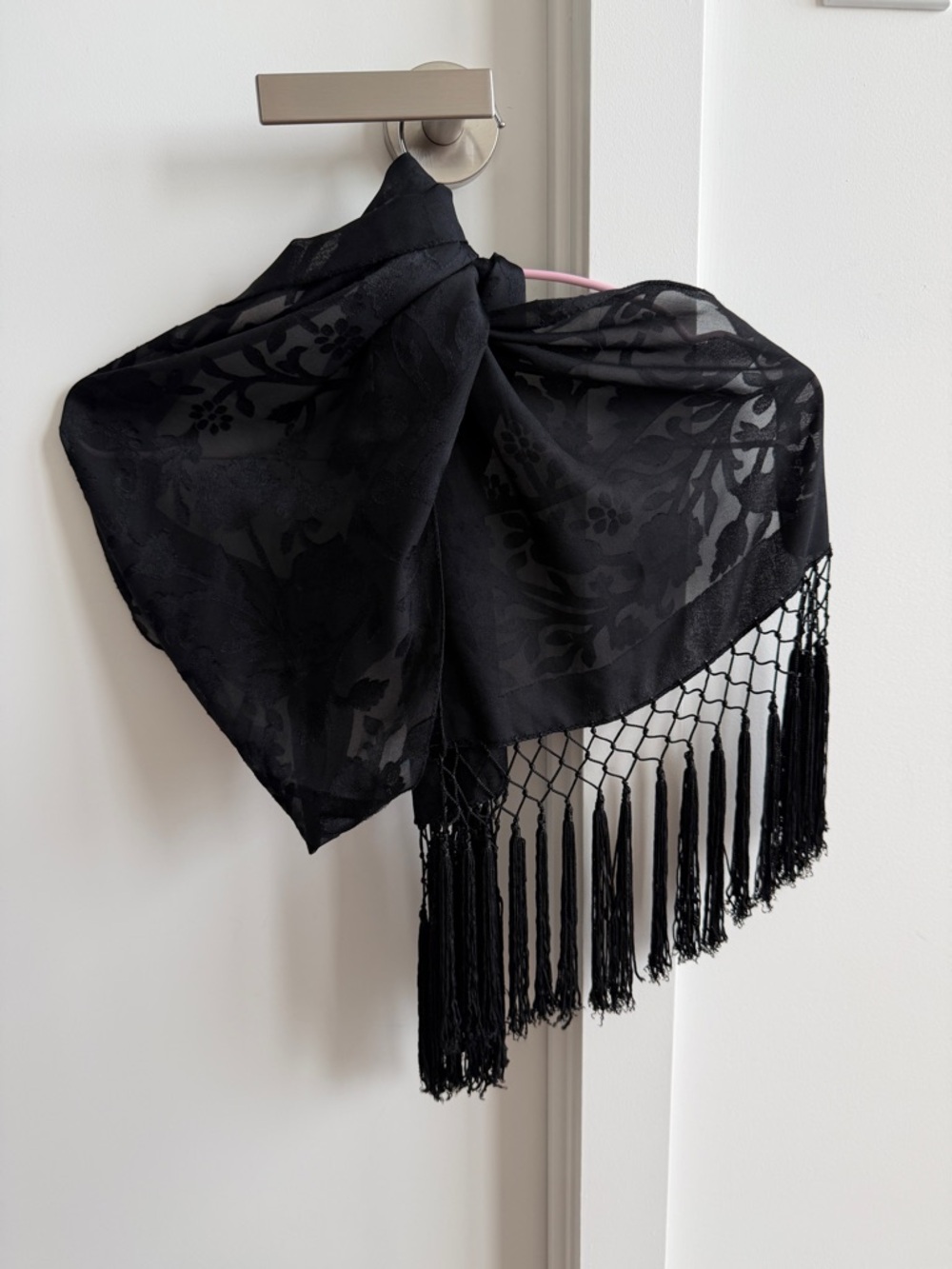 Classic Black Fringe Shawl Scarf